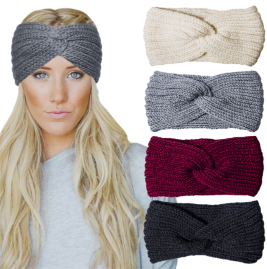 Chalier 4 Pcs Warm Winter Headbands for Women Cable Crochet Turban Ear Warmer Headband Gifts - Click Image to Close